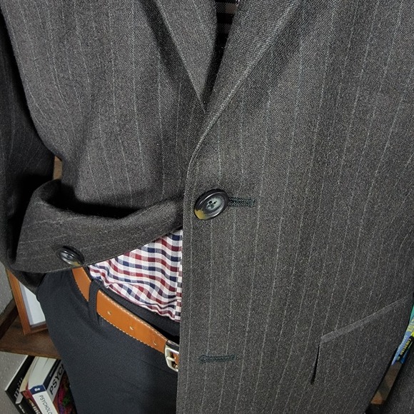 Nautica Men's Flannel Sport Coat Blazer Two Button Brown Striped Wool Size 40R - Picture 6 of 16